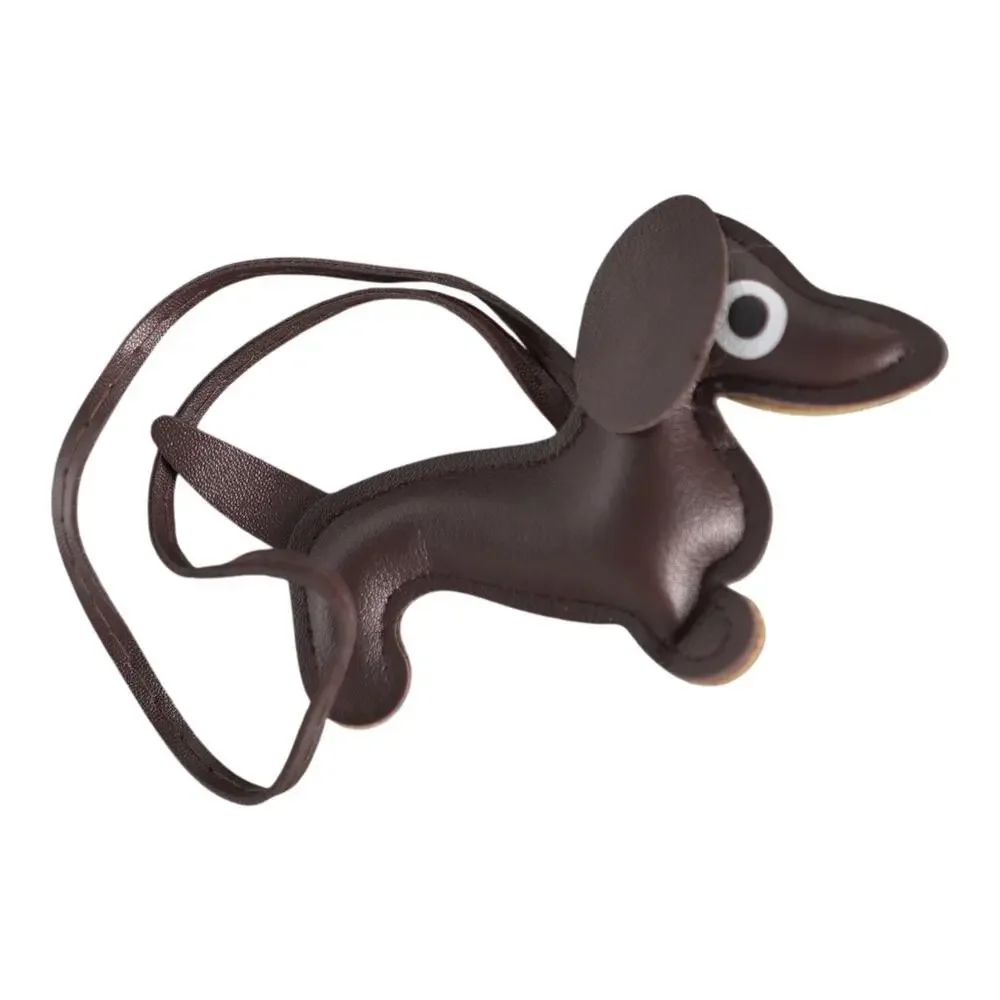 Dachshund Bag Charm Keychain Faux Leather Dog Mom Y2K Cottagecore Chocolate NWOT